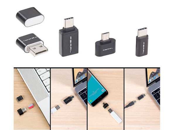 Lecteur de cartes MicroSD et adaptateurs OTG pour Micro-USB et USB-C