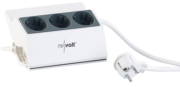 Multiprise 3 prises avec une pince pour la fixer sur une échelle ou un plan de travail