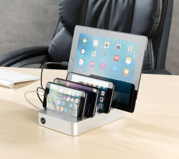 Station de chargement pour smartphone, tablette, batterie d'appoint, etc.