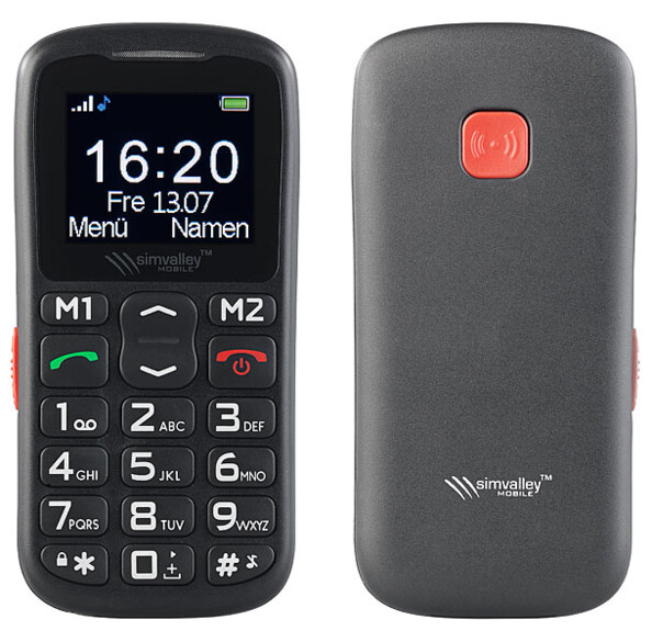 téléphone portable simple pour senior personne agee avec bouton sos et appels rapides simvalley xl-915
