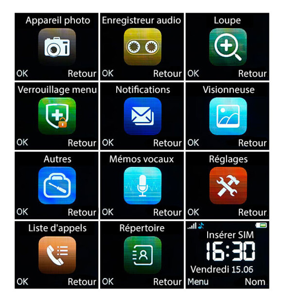 Téléphone mobile senior avec appel d'urgence et mémos vocaux XL-940