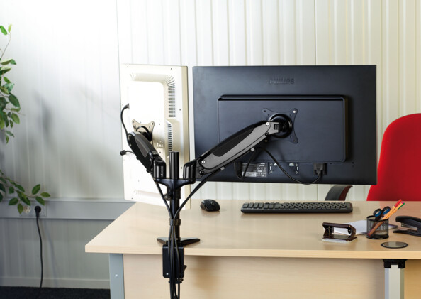 Double bras articulé à ressorts pneumatiques GSA-27.duo avec support Notebook