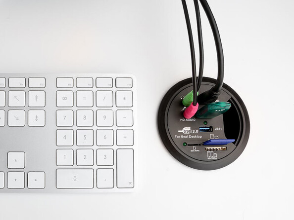 Hub de bureau encastrable multifonction 80 mm