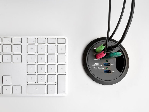 Hub de bureau encastrable multifonction 80mm - 4 ports USB 3.0