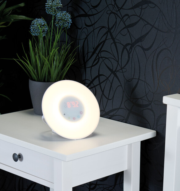 reveil lumineux eveil lumiere avec lampe led 5 couleur éclairage blanc