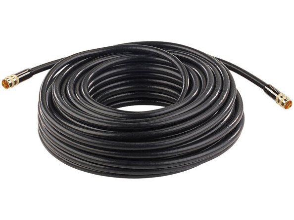 Cable antenne coaxial avec fiche f droit male male dorés haute performance auvisio 20m