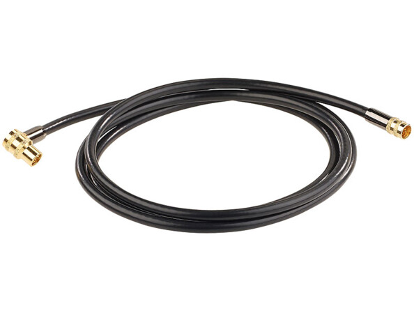 câble video coaxial satellite fiche f avec connecteur coudé quadruple blindage fiches dorées 2 m