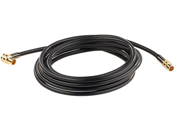 câble video coaxial satellite fiche f avec connecteur coudé quadruple blindage fiches dorées 5 m