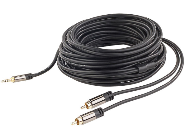 cable audio cinch male vers jack 3,5mm mâle connecteurs dorés 24 carats cable en cuivre double blindage 10 m
