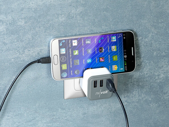 Chargeur secteur USB 3,4 A avec 3 ports et support téléphone