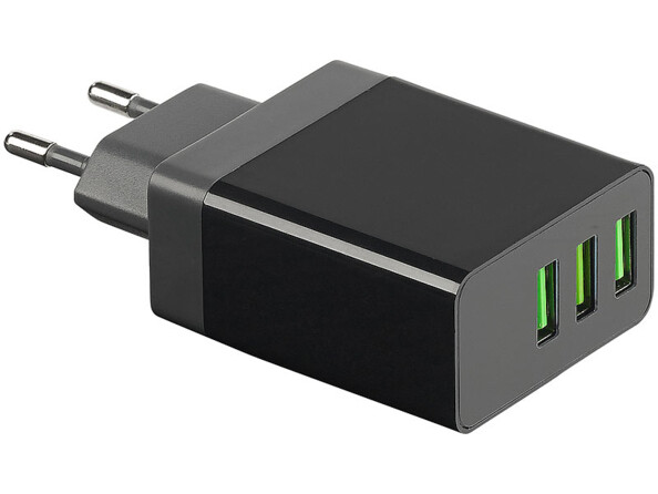 Chargeur secteur USB intelligent avec 3 ports USB - Noir (Reconditionné)