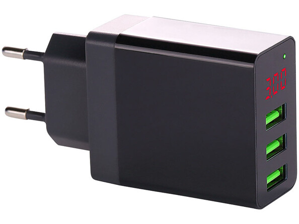 Chargeur secteur USB intelligent avec 3 ports USB - Noir Revolt