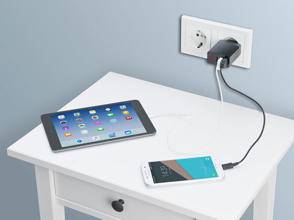 Chargeur secteur USB intelligent avec 3 ports USB - Noir (Reconditionné)