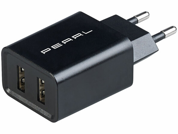 Chargeur secteur USB coloris noir de la marque Pearl