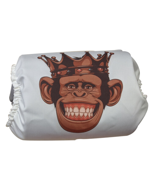 Masque antiprojections modèle Singe avec une tête de singe et sa couronne.