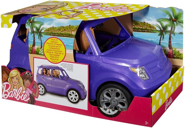 L'emballage du 4x4 violet décapotable Barbie.