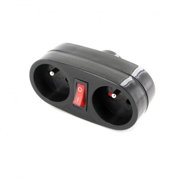 Double prise de la marque Chacon à brancher sur secteur avec interrupteur intégré.