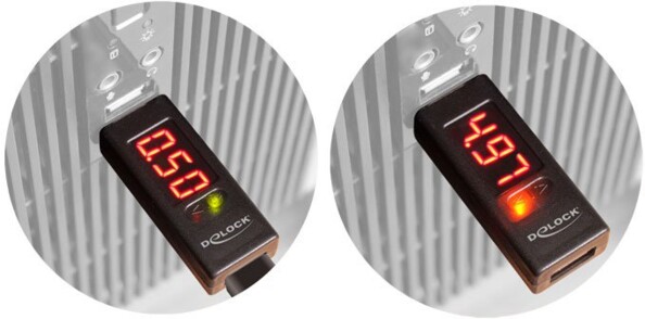 Adaptateur USB M/F avec indicateur V/A Delock 65569