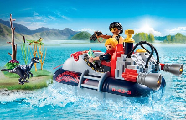 Aéroglisseur Playmobil Action avec moteur submersible alimenté par une pile AA.