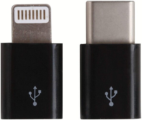 L'embout Lightning et l'embout USB-C founis avec la batterie d'appoint 9000 mAh de Clip Sonic.