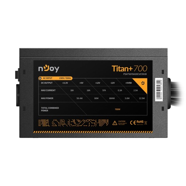 Caractéristiques de l'alimentation Titan+ 700 W 80+ Bronze.
