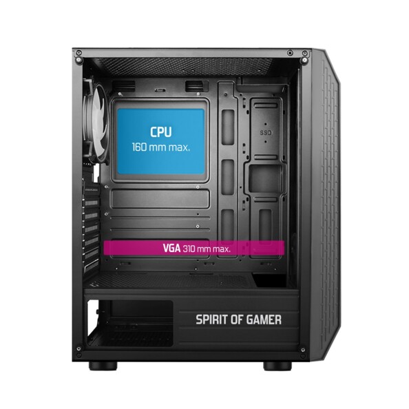 Emplacements CPU et VGA dans le boîtier PC ROGUE VI Spirit Of Gamer.