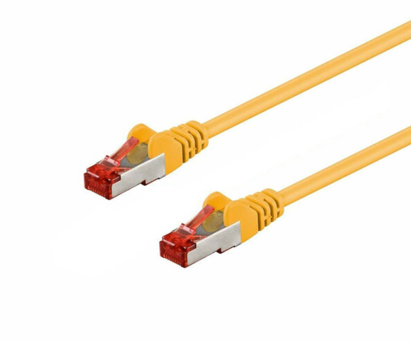 Câble réseau RJ45 Cat. 6 SFTP d'une longueur de 1,5 m et de couleur jaune.