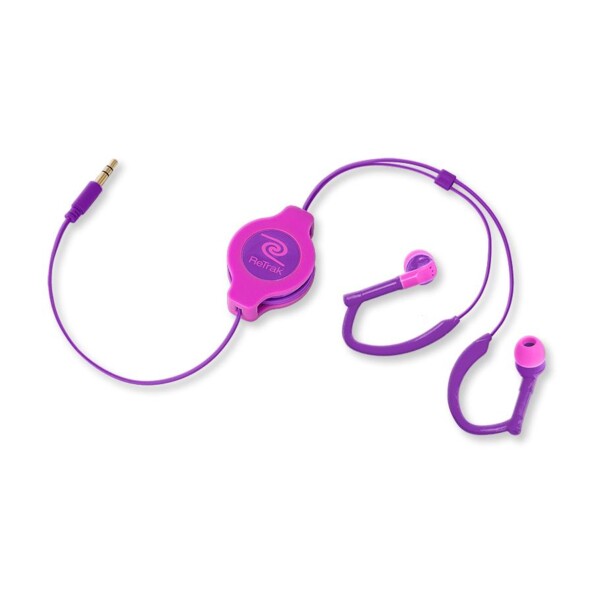 Écouteurs intra-auriculaires rétractables Sport - Rose/violet