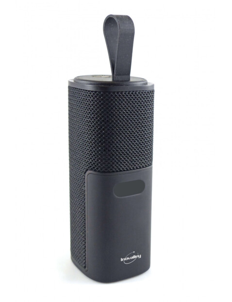 Enceinte portable avec fonction Power Bank et oreillettes bluetooth intégrées.