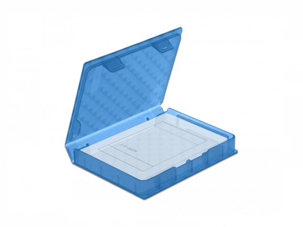 Boîtier pour transporter et ranger un disque dur HDD ou SSD au format 2.5" jusqu'à 9,5 mm de hauteur.