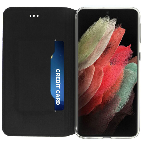 Porte carte pratique dans l'étui folio Akashi pour smartphone Galaxy S21 Ultra.