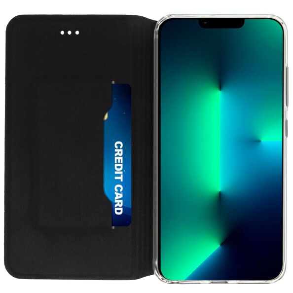 Etui folio pour iPhone 13 pro avec porte carte vue ouvert