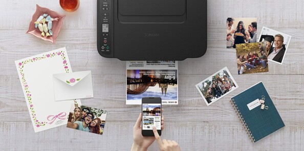 Impression, numérisation et photocopie de documents en couleurs avec la Canon Pixma TS3450.