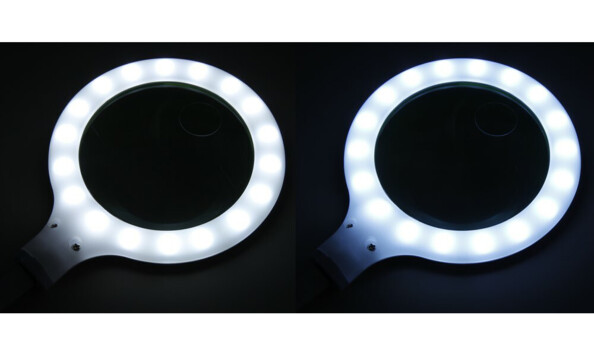 Lampe-loupe avec 36 LED couleur blanc chaud ou blanc froid.