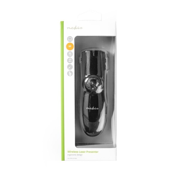 Packaging du pointeur laser et contrôleur de diaporama de la marque Nedis.