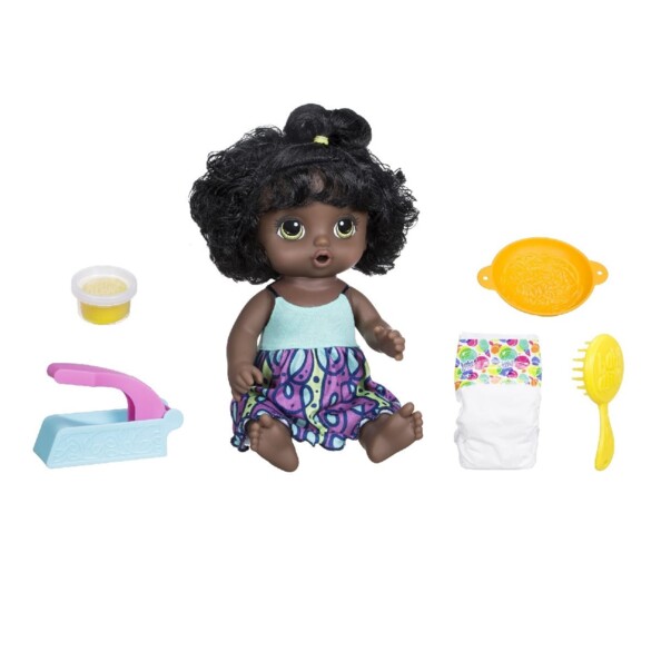 Poupée interactive Baby Alive miam miam les bonnes pâtes avec ses accessoires.