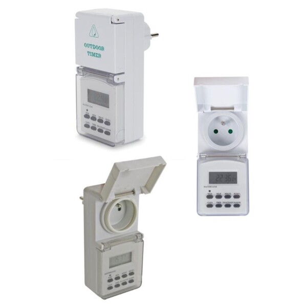 Le programmateur électrique Perel vu sous différents angles.