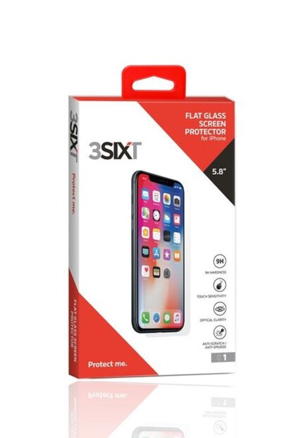 Packaging de la façade en verre trempé 9H 3Sixt pour iPhone 5,8".