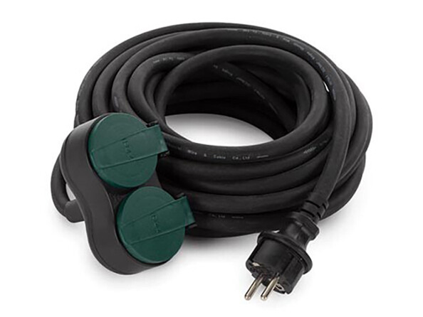 Rallonge électrique Perel étanche IP44 avec 2 prises à clapet.