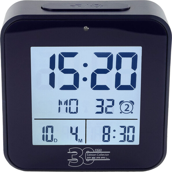 Vue de face du reveil radio piloté avec son affichage