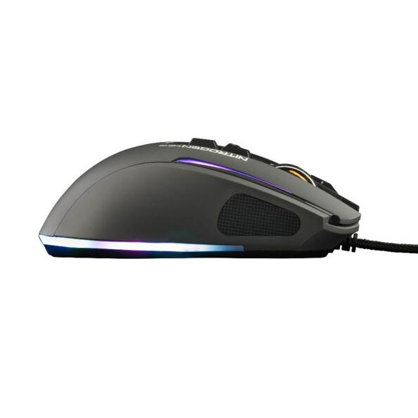 Le profil gauche de la souris gaming Kult Nitrogen CORE.