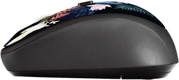 La souris sans fil Trust Yvi Parrot vue de profil.