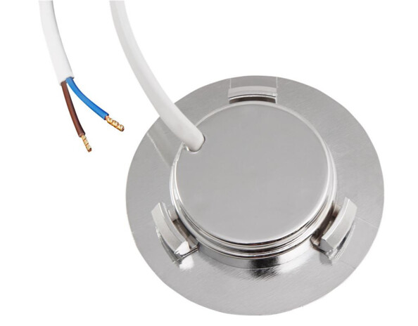 Spot LED encastrable Mc Shine en acier inoxydable brossé.