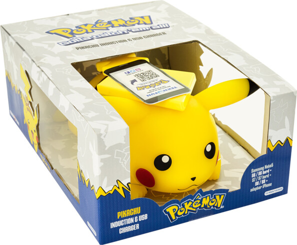 Chargeur USB & à induction Teknofun Pokémon Pikachu avec câble USB et mode d’emploi en français dans son emballage cartonné et plastifié