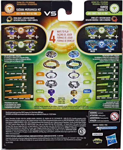 2 toupies Beyblade Burst Quad Drive packaging de dos