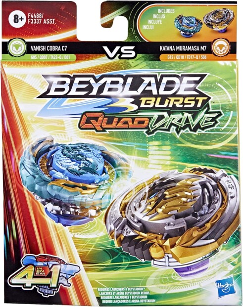 2 toupies Beyblade Burst Quad Drive packaging de face