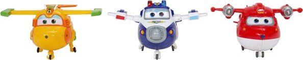 3 avions transformables Super Wings, Jett, bucky et Paul