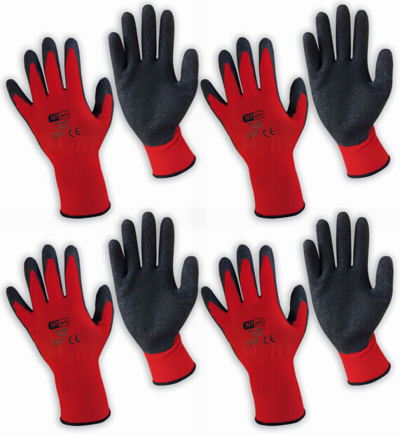 4 paires de gants de travail Pro Grip en polyester, taille M