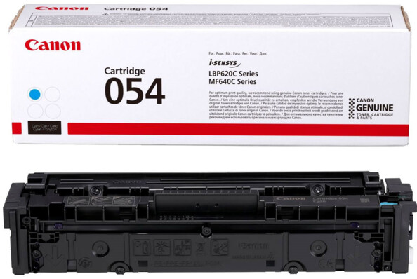 Toner original n° 054 couleur cyan, réf. Canon 3023C002 pour imprimantes laser Canon LBP621/623 et MF641/43/45