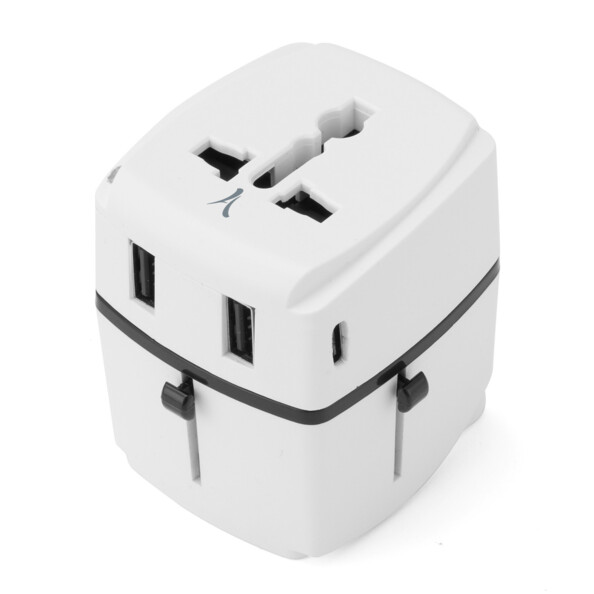 Prise de courant universelle adaptative pour alimentation d'appareils secteur et USB en vacances